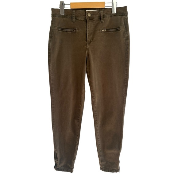 JONES NEW YORK Sport Size 8 Soho Olive Green Brushed Cotton Pants Ankle Zip - Picture 2 of 7